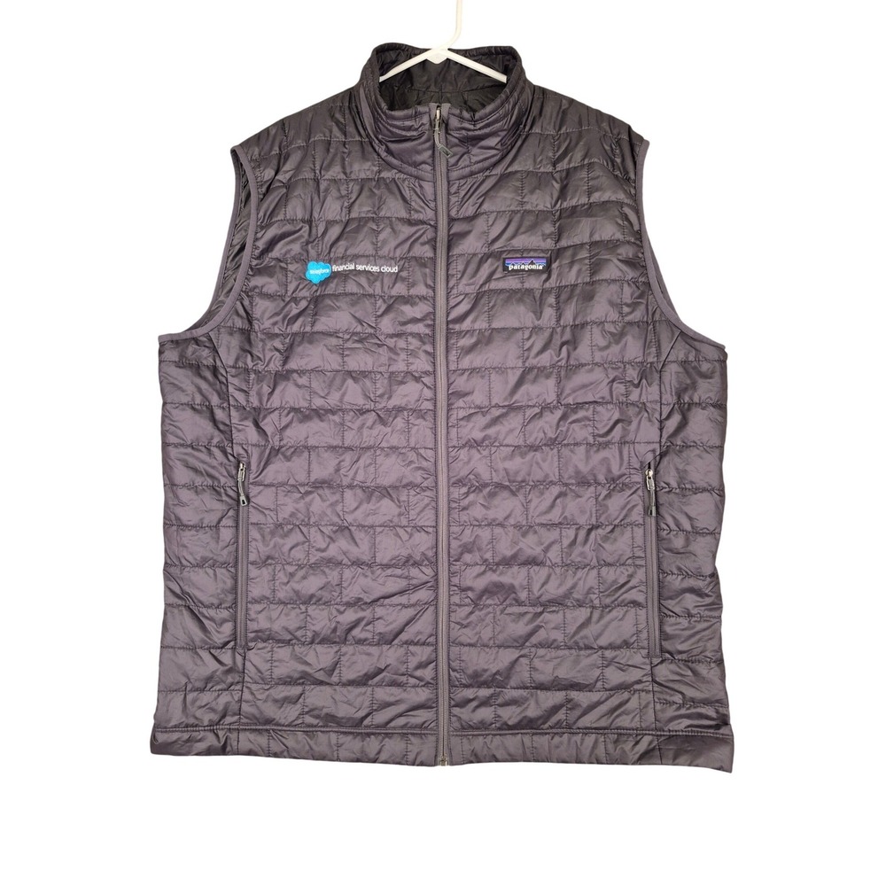 Patagonia Nano Puff Mens XXL Gray Poly Salesforce Embroidered Logo Puffer Vest